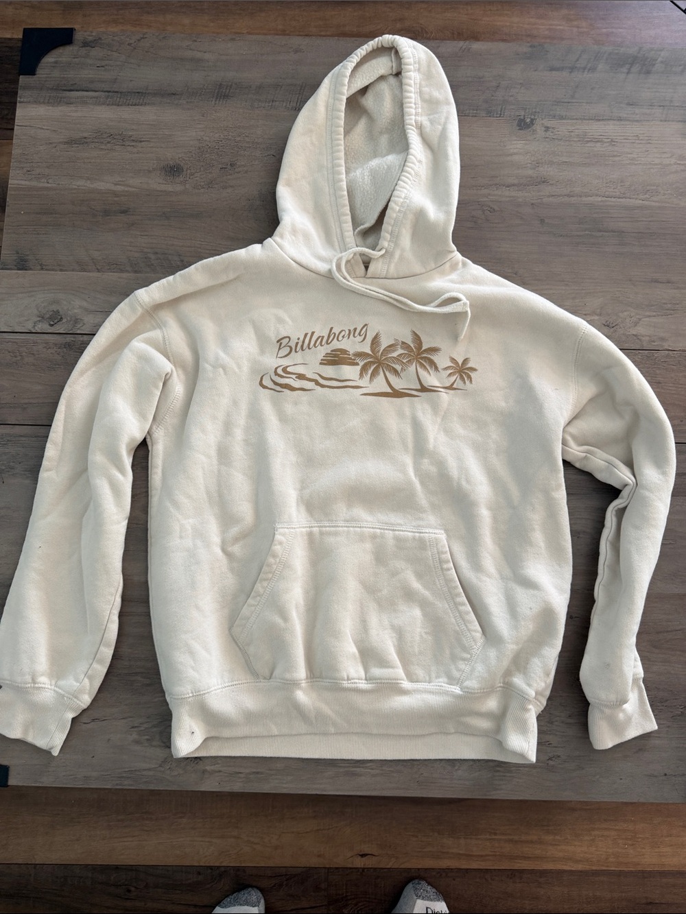 Billabong Cream Hoodie with Tan Palm Graphic